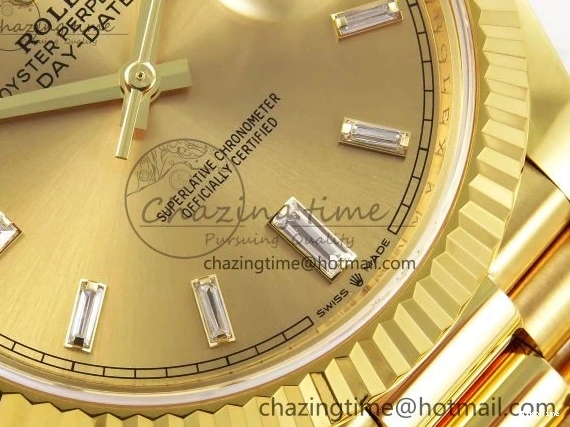 MiroTime 0105 WrinkleFree DayDate 40 228238 ARF 904L Steel YG Crystal Diamonds Bezel on President Bracelet VR 1550